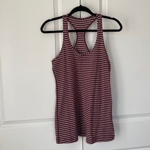 Lululemon racer back tank top, wine and white stripes